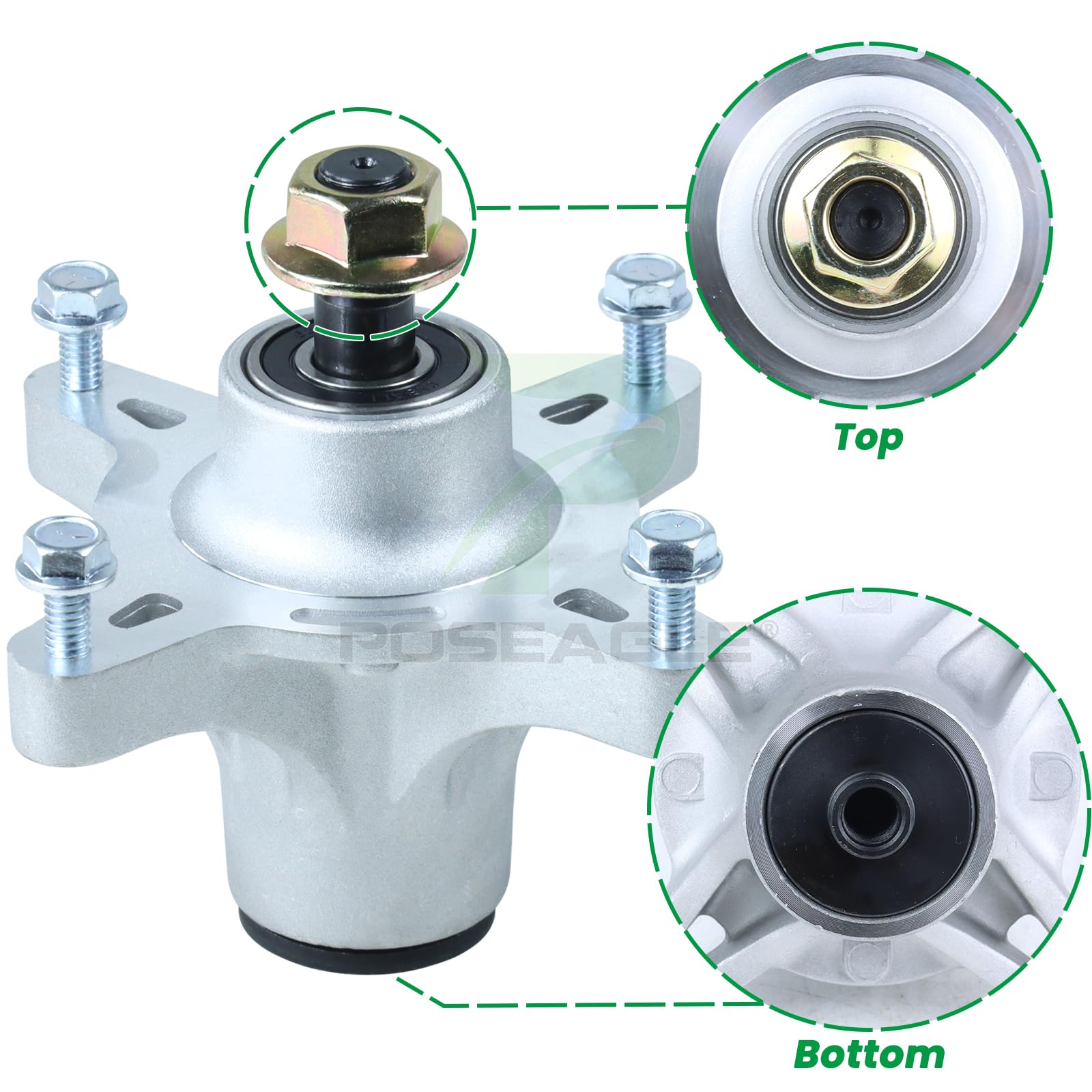 POSEAGLE pulley side shot with measurements for accurate replacement and belt fit
