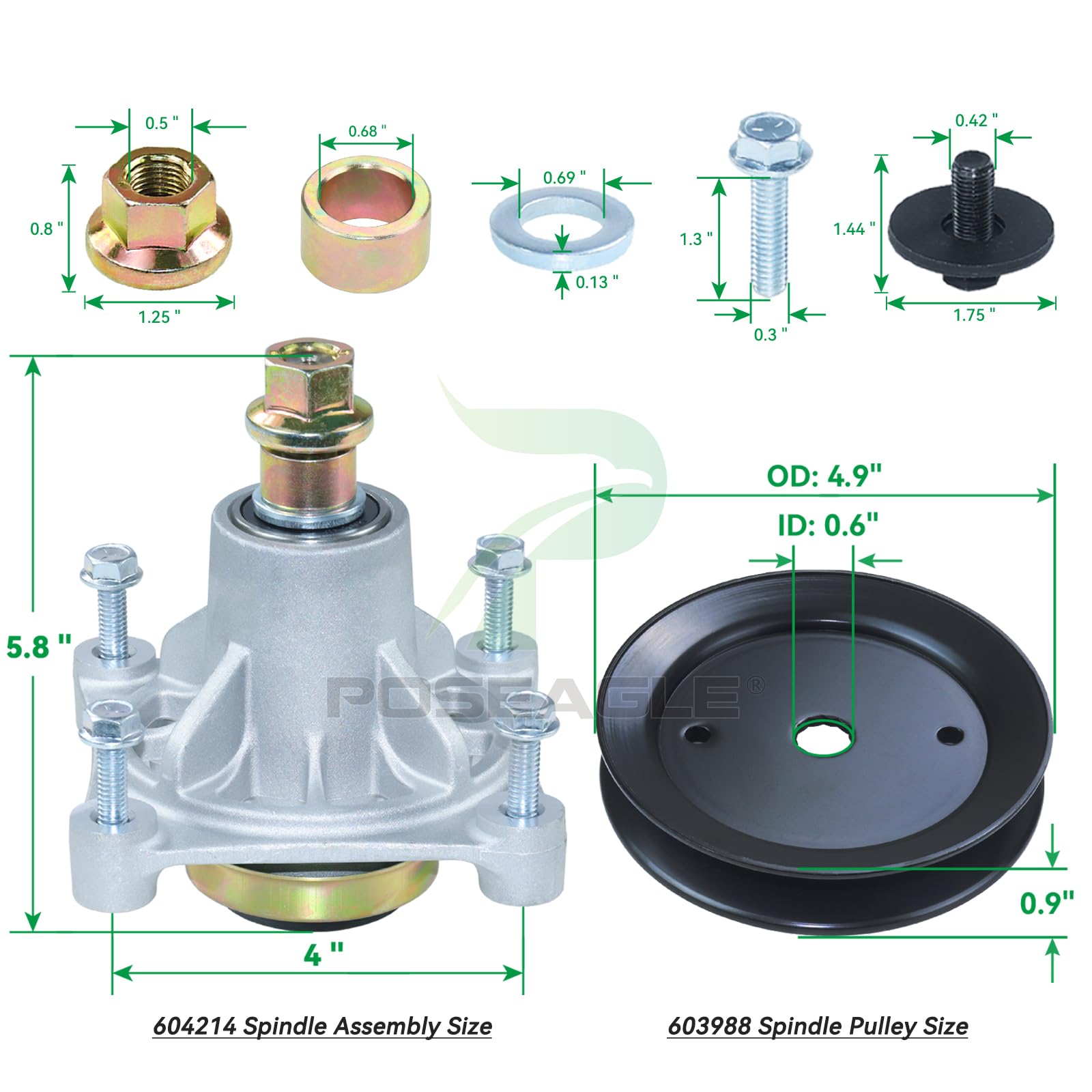 POSEAGLE spindle pulley top view highlighting correct dimensions benefit