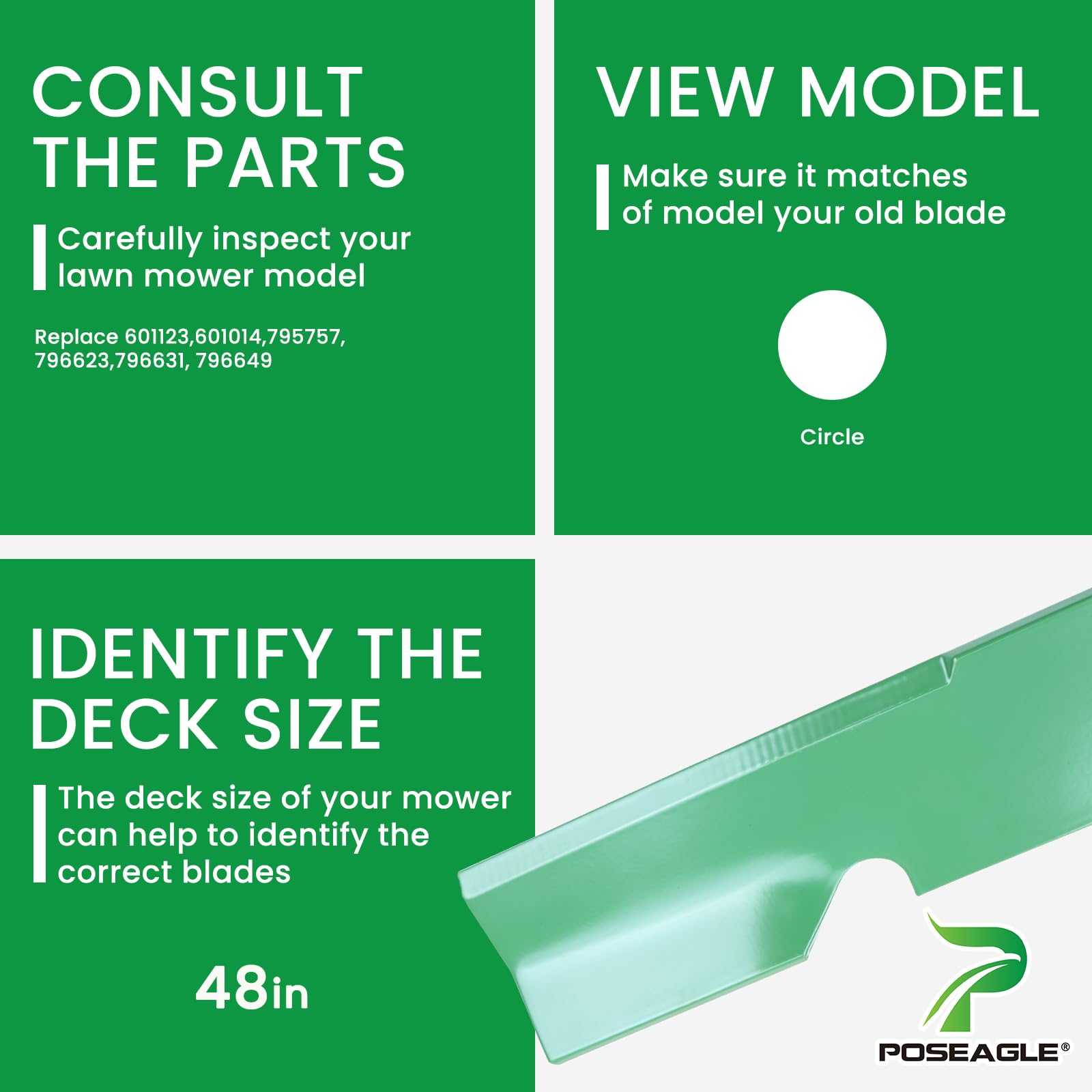 POSEAGLE blade beside ruler for accurate length scale and fit verification