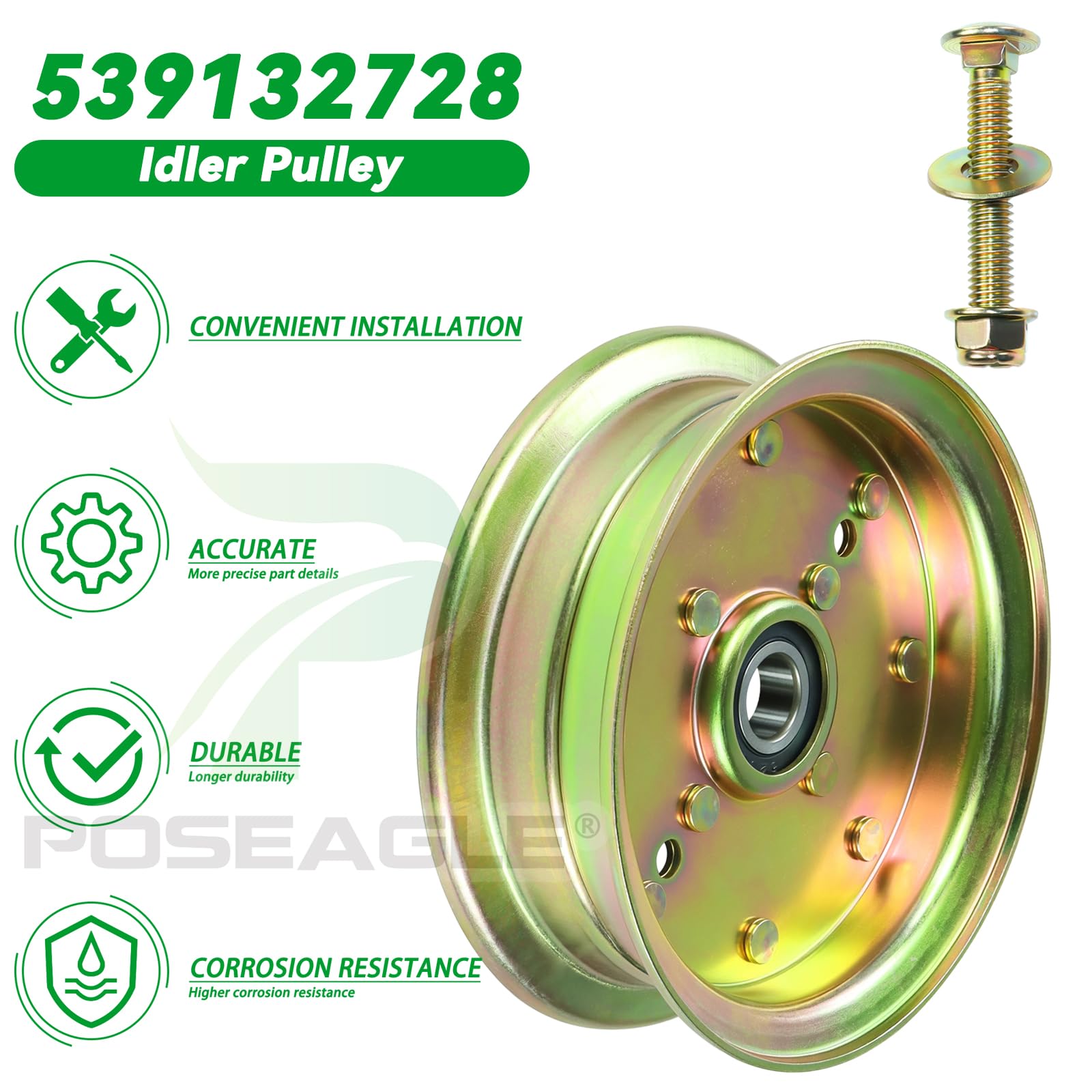 POSEAGLE pulley beside ruler showing size for accurate replacement