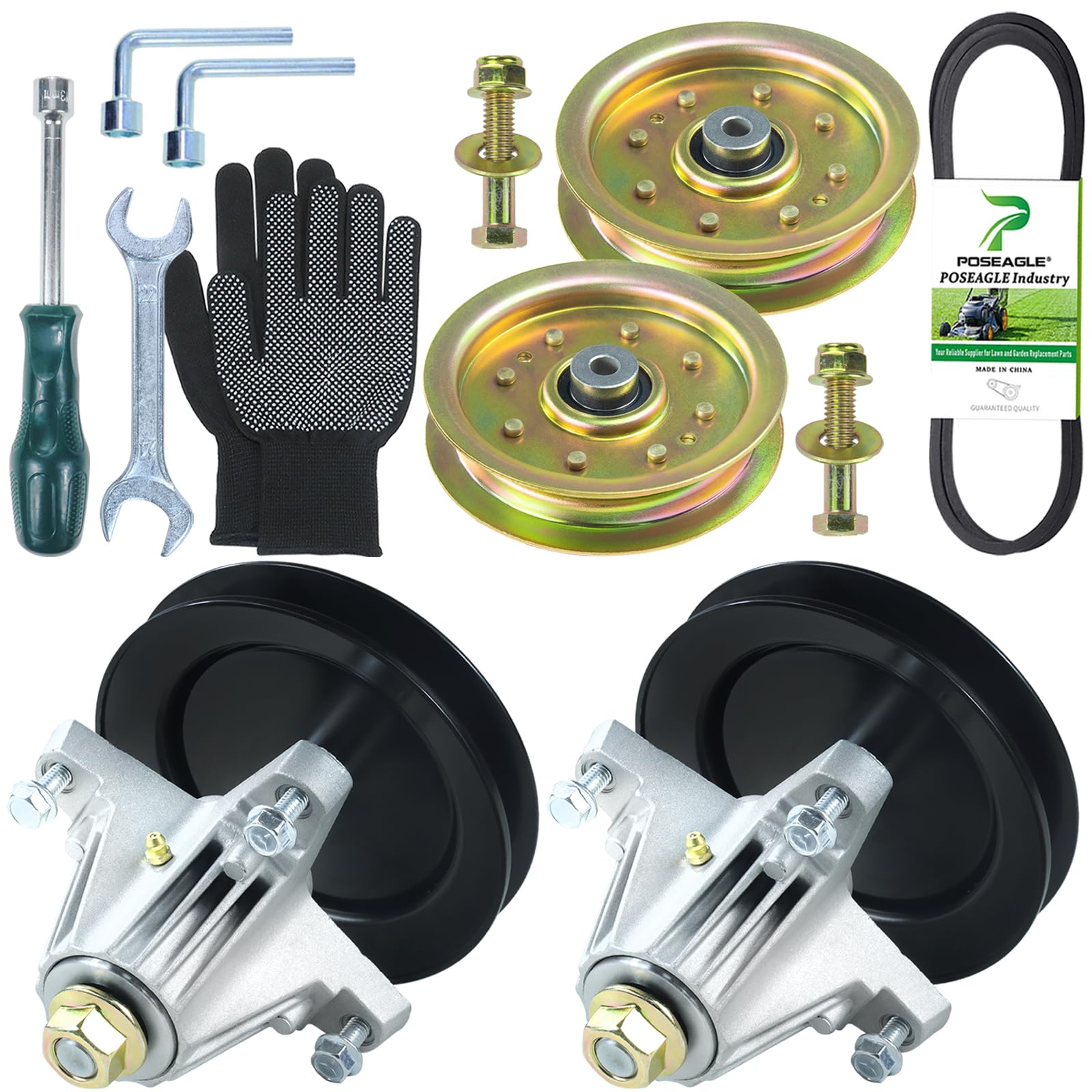 POSEAGLE spindle assembly front view showing complete kit and fit, ensures correct replacement