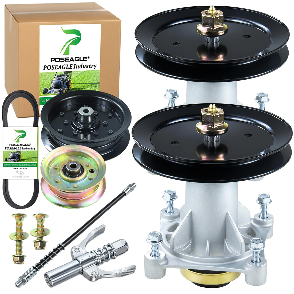 POSEAGLE front view spindle assembly showing precise fit for replacement