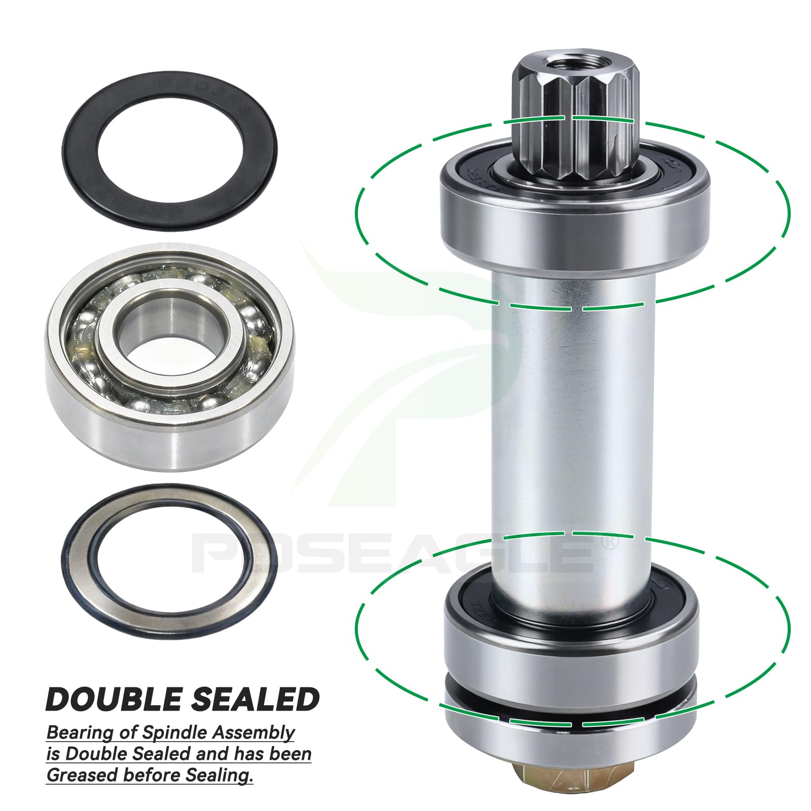POSEAGLE spindle installed on 42-inch deck restoring stable blade rotation