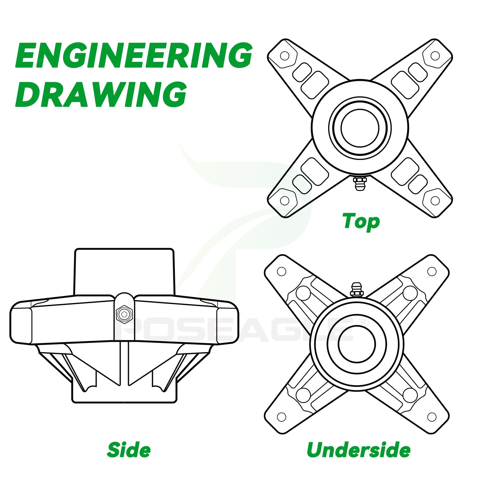POSEAGLE pulley and bolt assembly showing correct alignment and strength