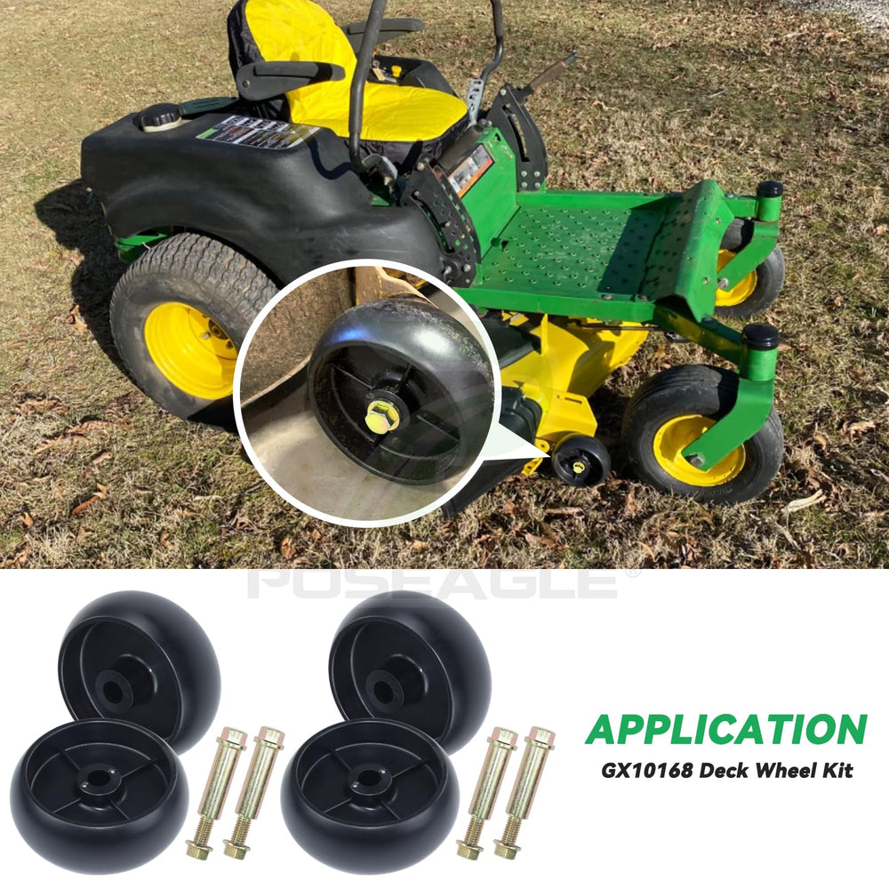 POSEAGLE wheels installed on lawn tractor demonstrating consistent cutting height