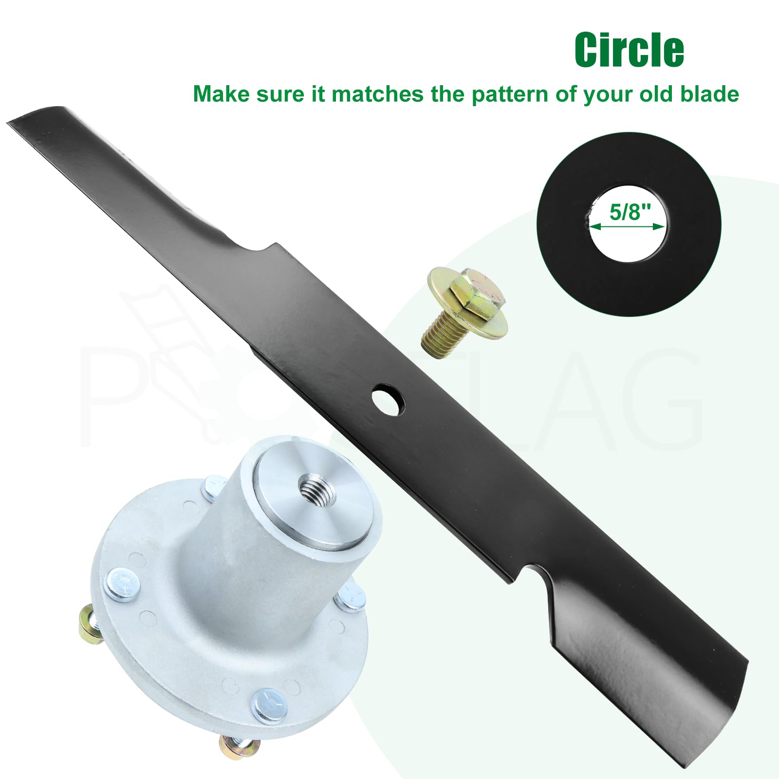 POSFLAG dimensions diagram showing exact length and center hole for perfect fit