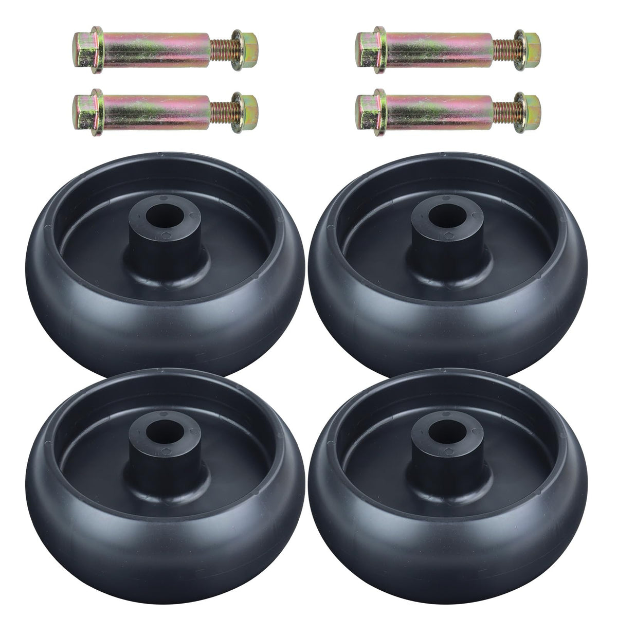 POSFLAG front view four replacement deck wheels showing complete kit benefit