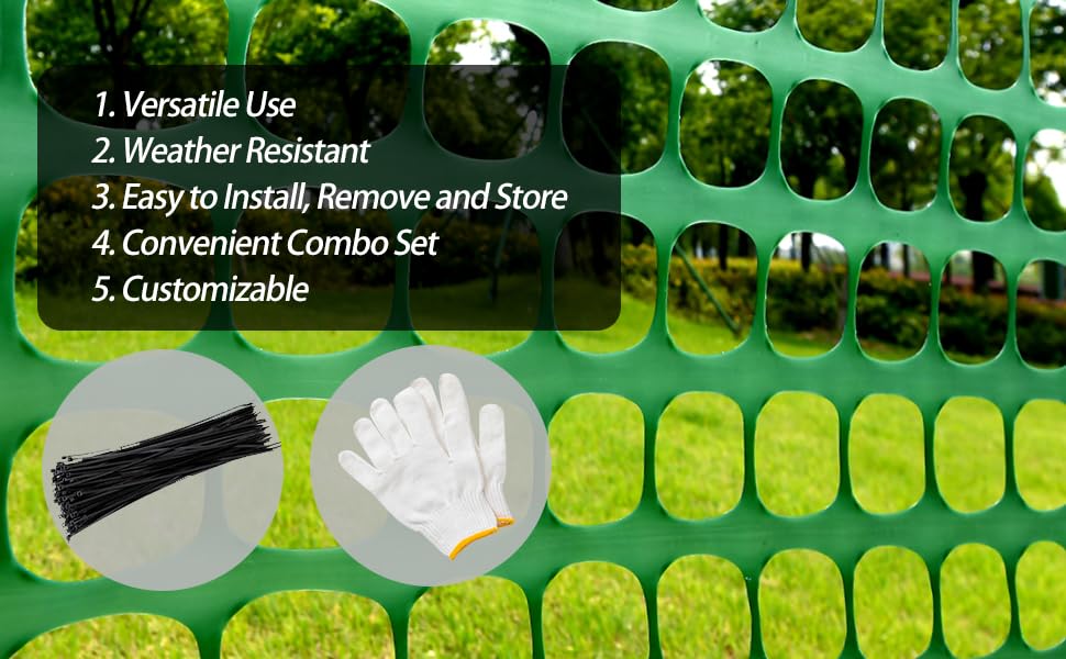 PotatoLife included 100 zip ties and gloves ready for quick, secure fence installation