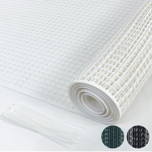 PotatoLife white fence front packaging showing roll and zip ties for quick setup