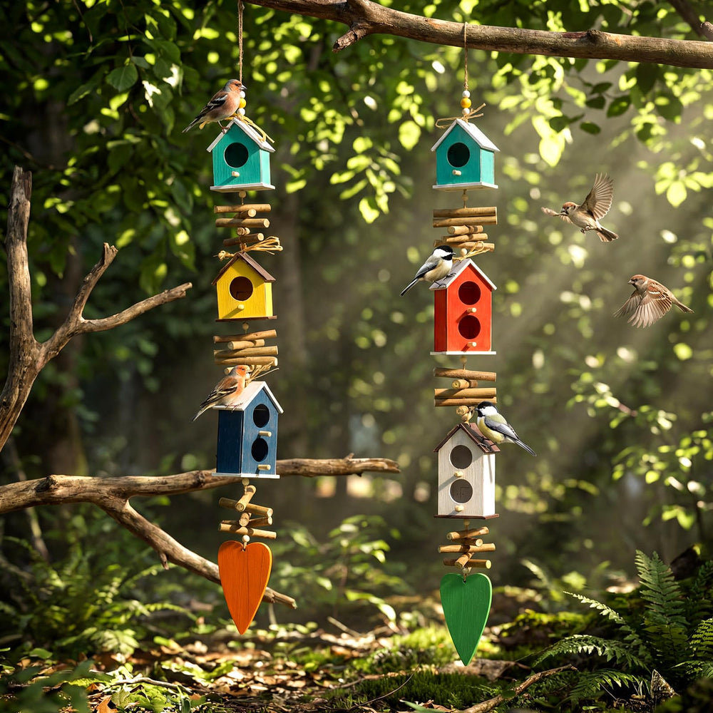 Potchen colorful wood blocks and log accents adding visual layering