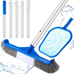 Potchen kit front view showing pole skimmer and brush, easy pool maintenance