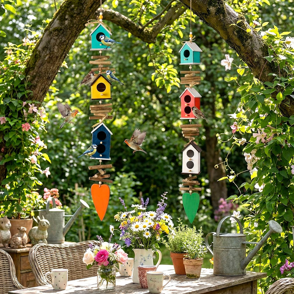 Potchen garden display with feeders enhancing yard decoration and enjoyment