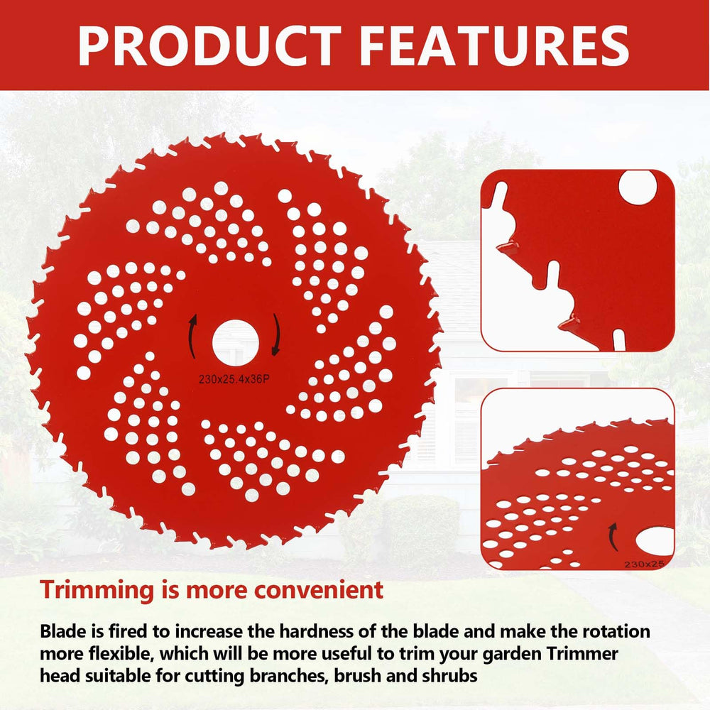 Potiarey 9 inch 36T carbide blade beside ruler showing size and precise cutting control