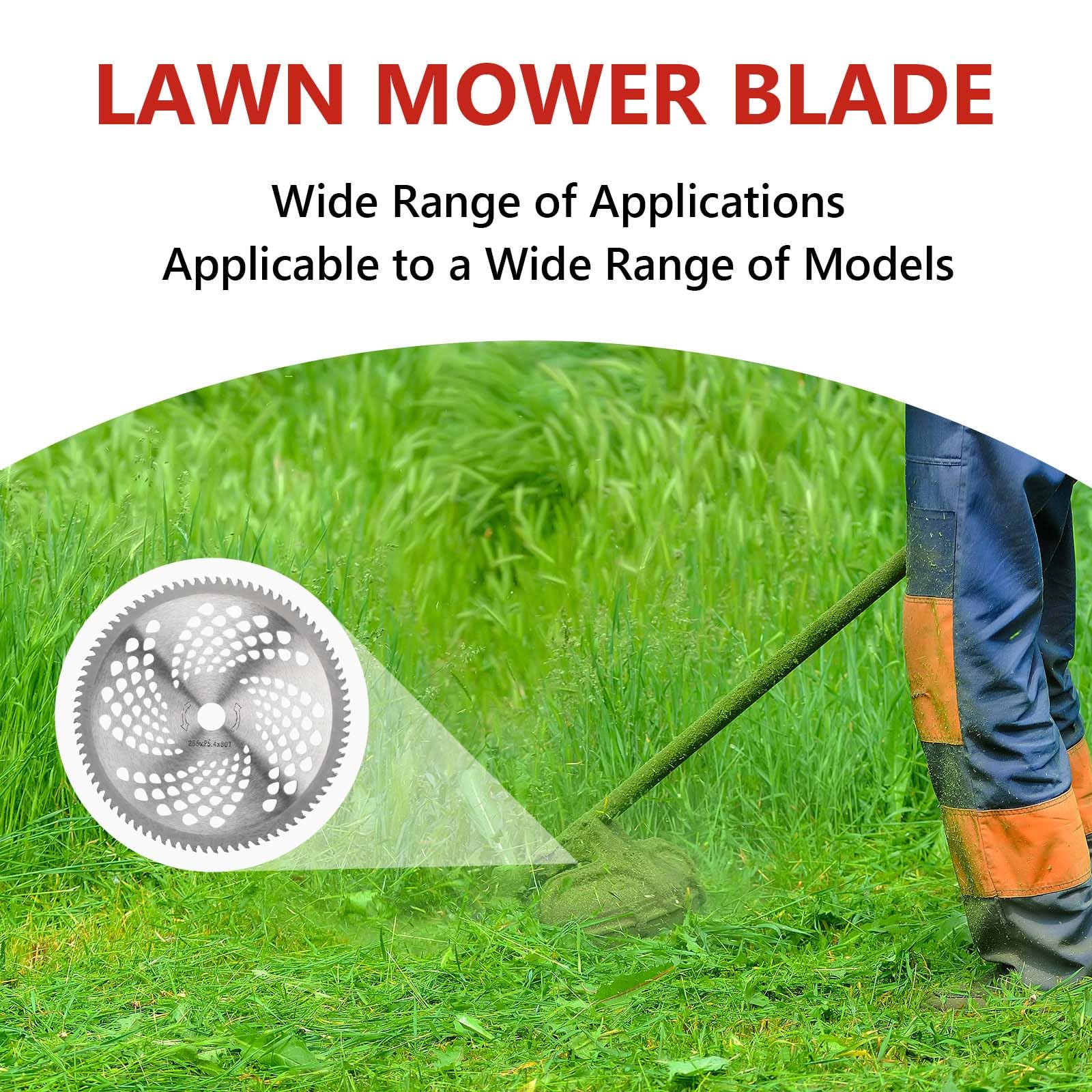 Potiarey blade mounted on trimmer cutting dense brush demonstrating efficient clearing