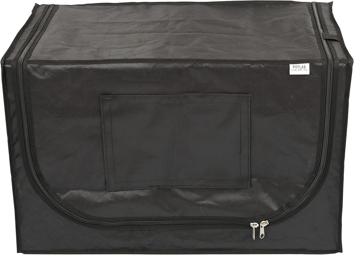 POTLAB front view tent showing full enclosure and access zippers for easy use