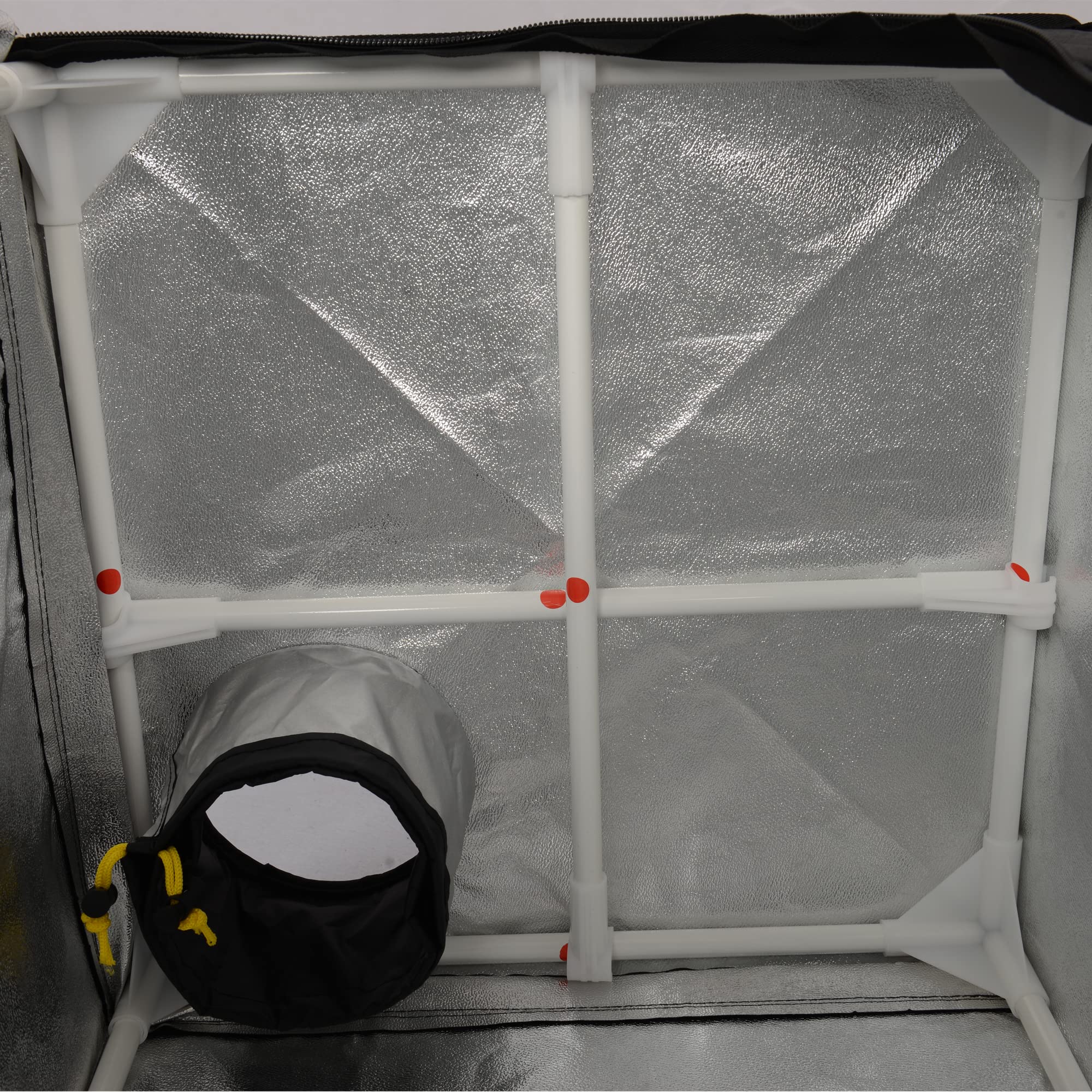 POTLAB tent on tabletop showing compact size and space-saving advantage