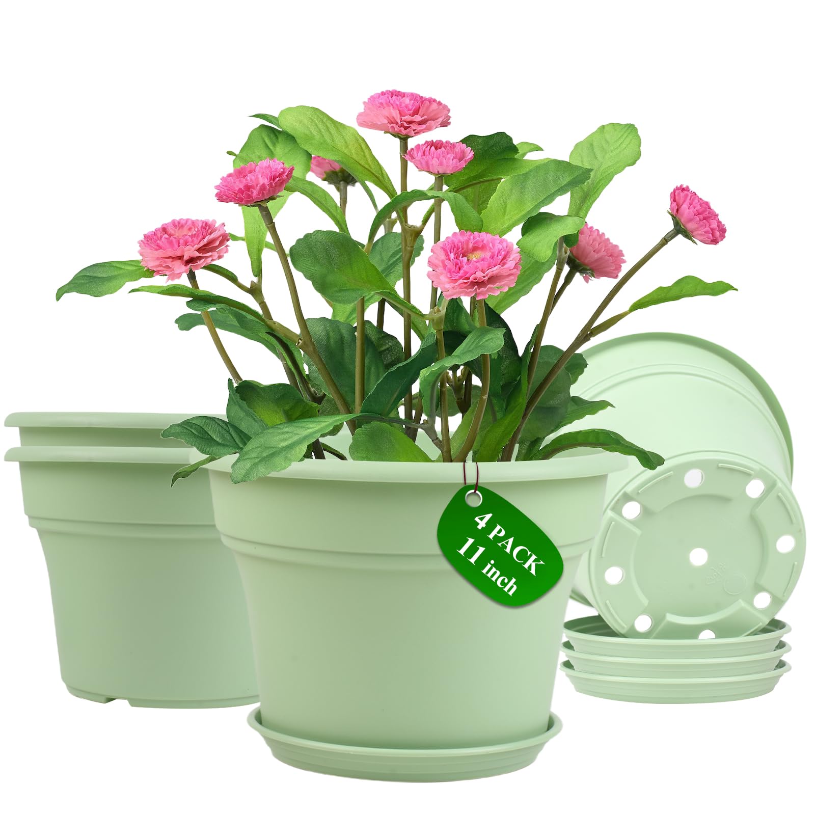 Pottiffe front view of four 11-inch pots showing clean decorative look and versatility