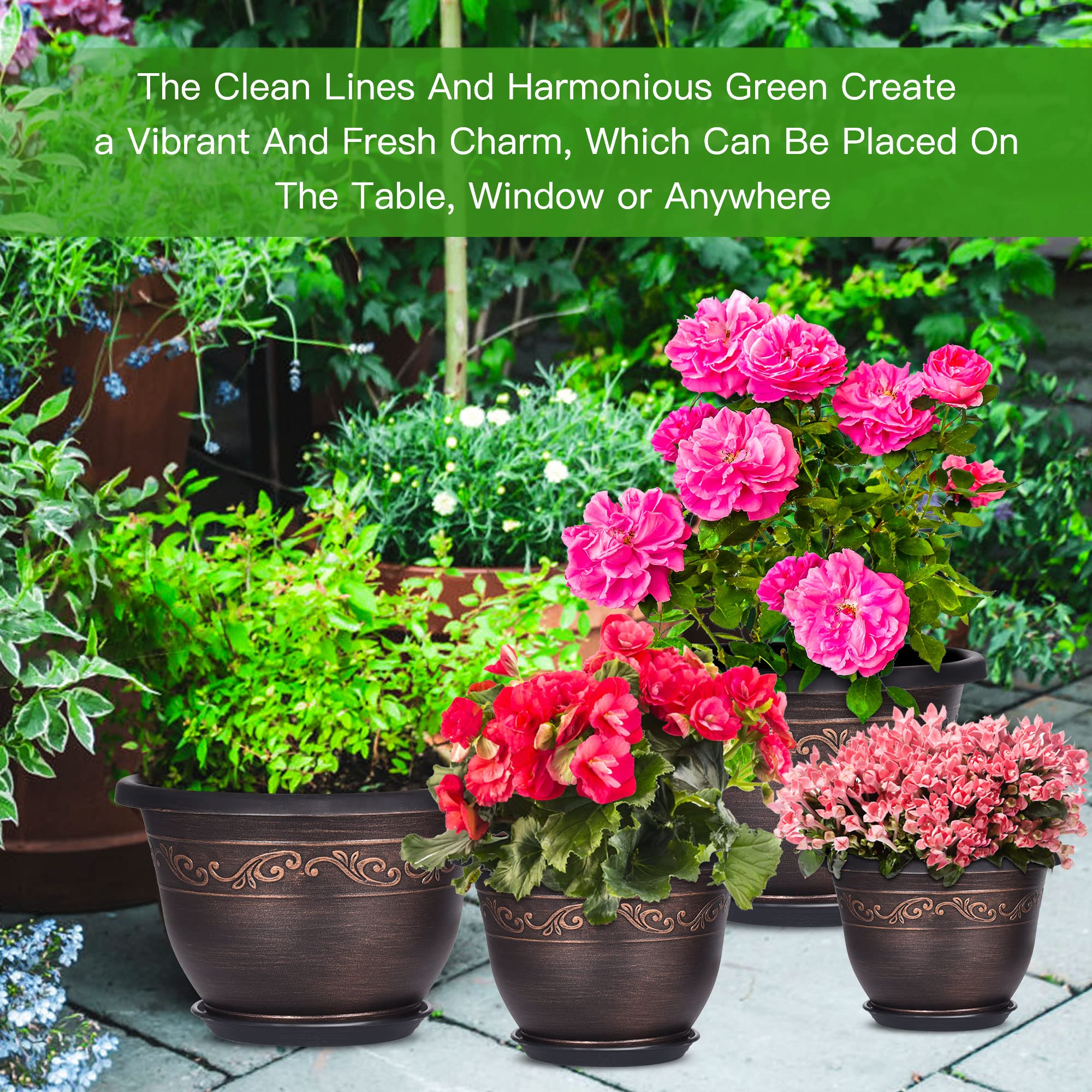 Pottiffe outdoor patio display of three pots benefit: weather-resistant for balconies
