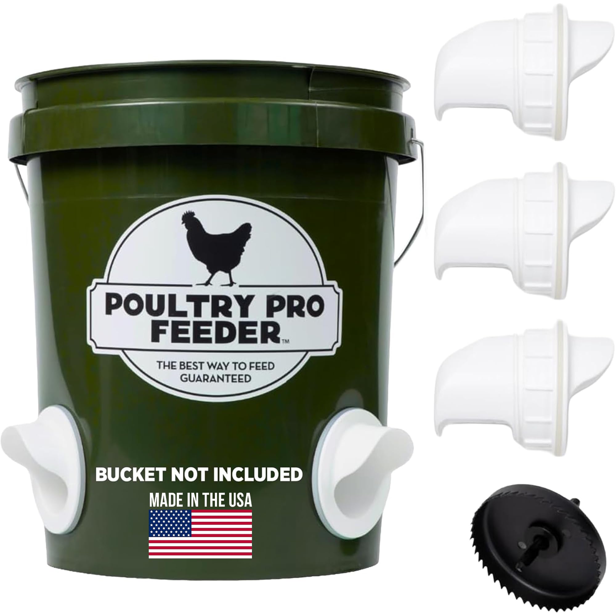 Poultry Pro front assembled feeder showing tidy, weatherproof feed delivery