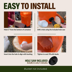Poultry Pro hole saw cutting a plastic bucket for fast DIY installation