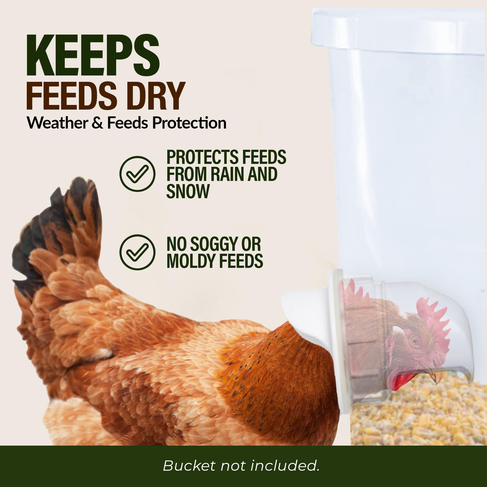 Poultry Pro three ports installed in a bucket to fit multiple birds