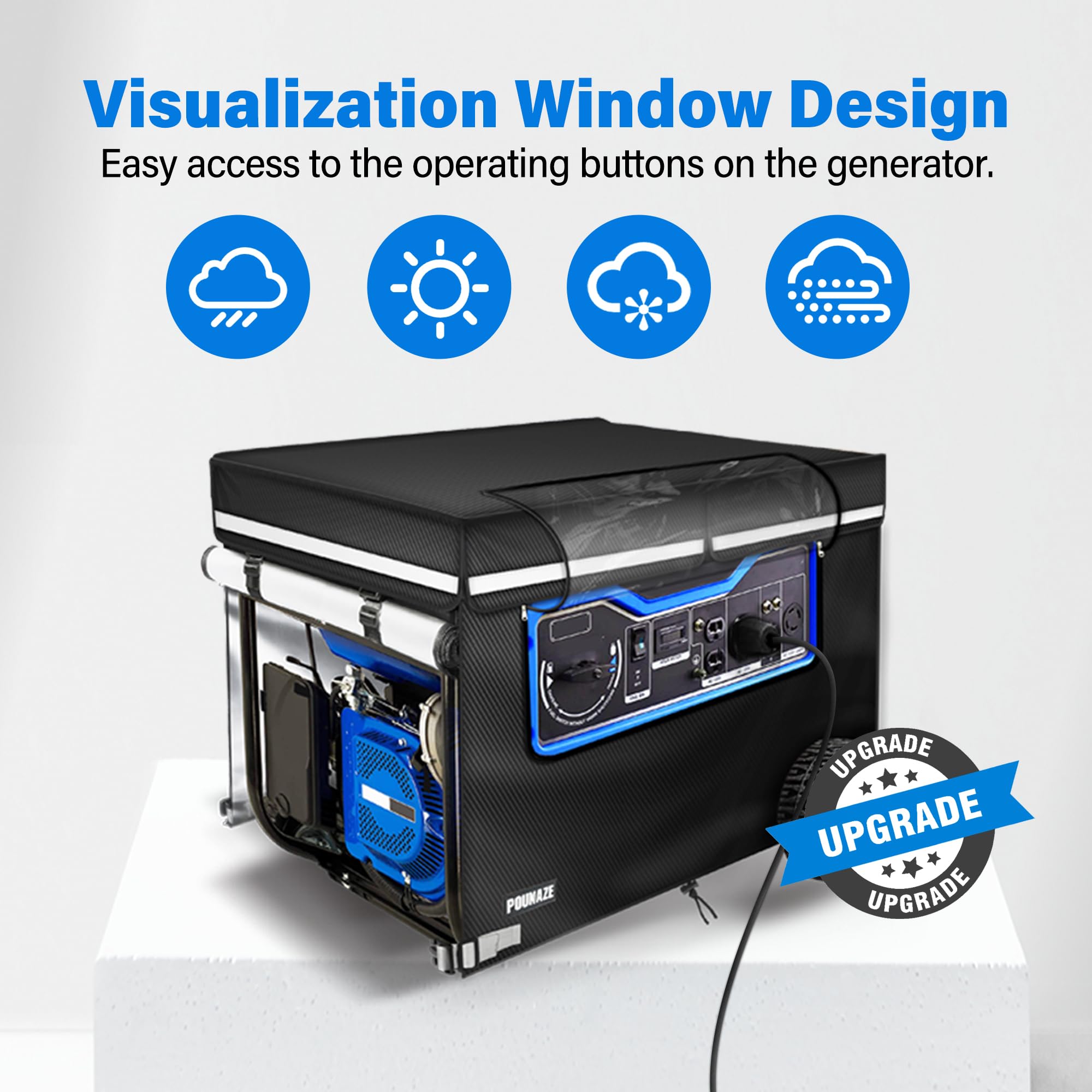 POUNAZE cover on generator in backyard offering reliable outdoor use