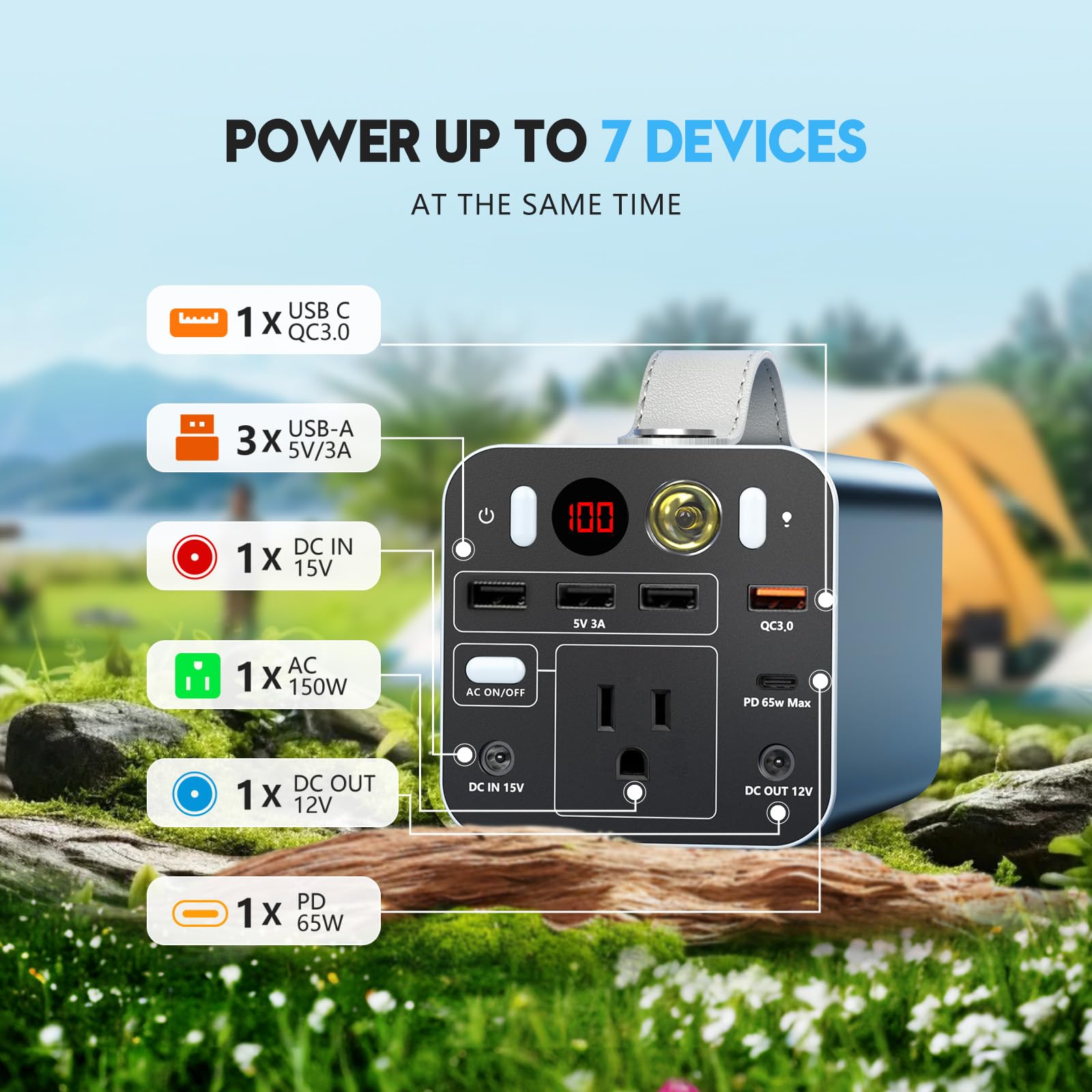 Powdeom LED light active in dark with SOS mode for campsite visibility