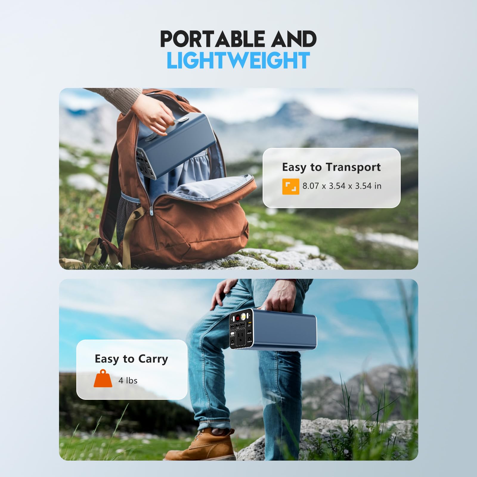 Powdeom next to a water bottle showing compact size and portability