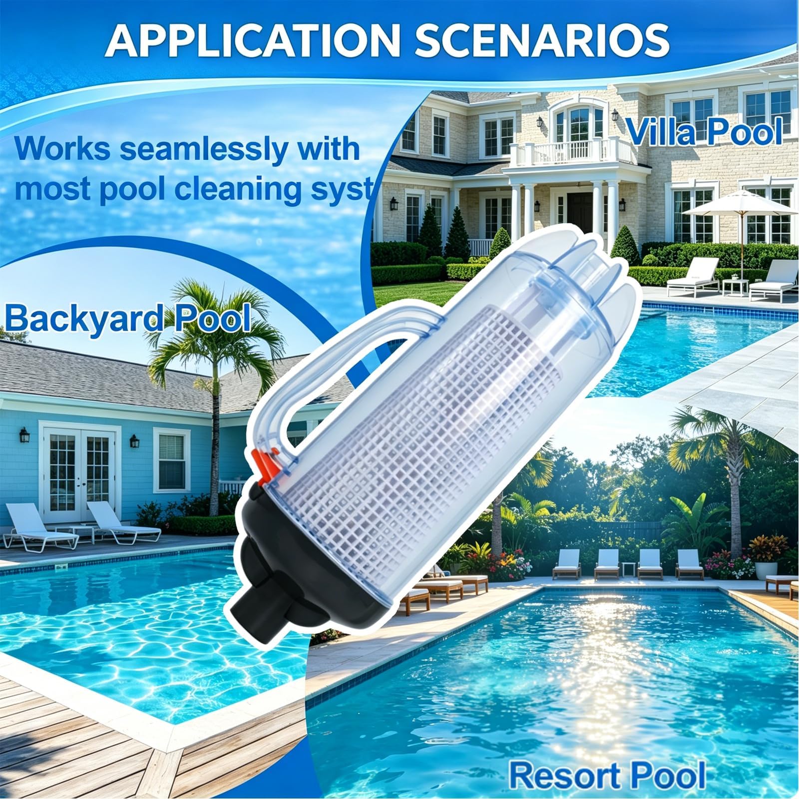 Poweka in use pool side setup with cleaner showing reduced debris entering pump