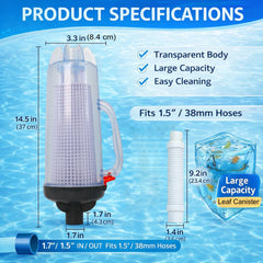 Poweka transparent housing closeup displays debris level visibility to prevent clogging