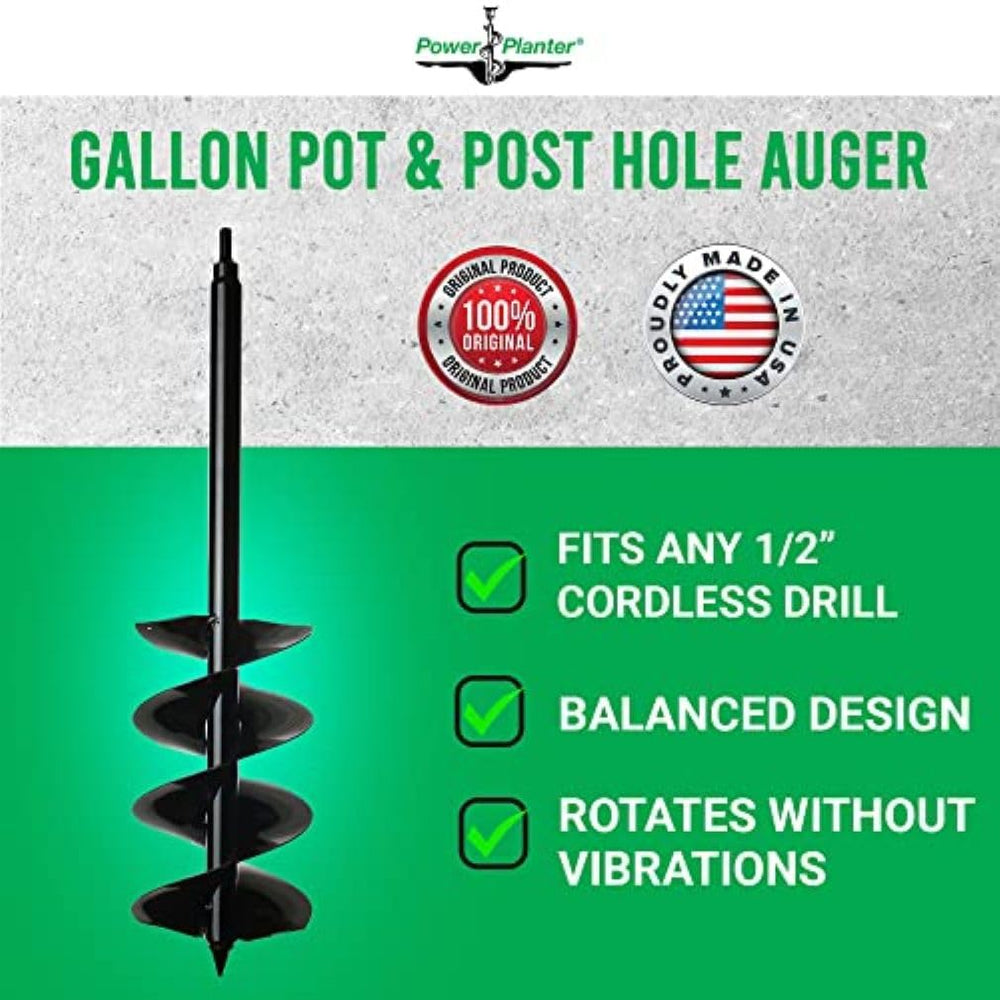 Power Planter 1/2-inch non-slip hex drive close detail for secure drill connection benefit