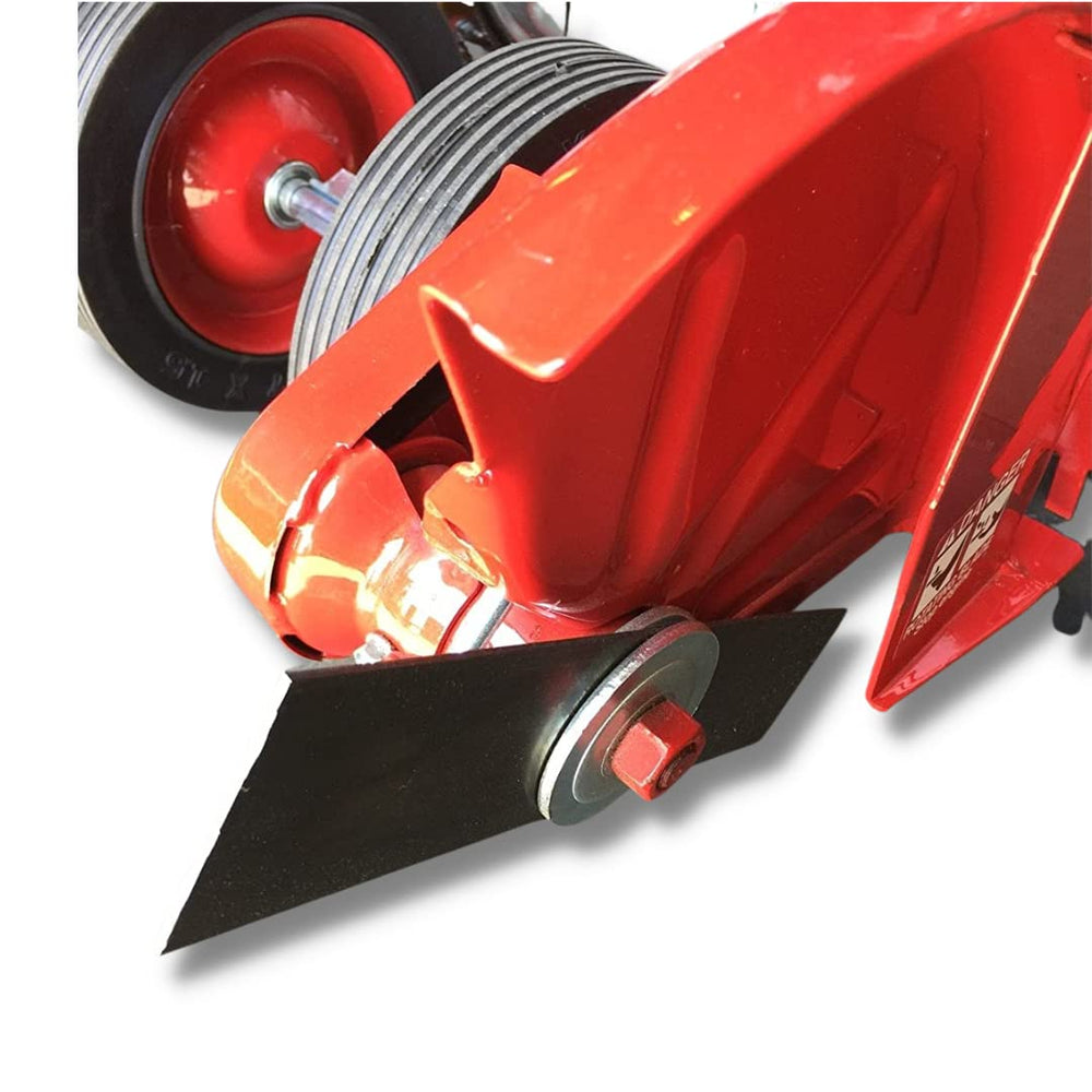 Power Trim blade installed on commercial edger in use, reduces downtime