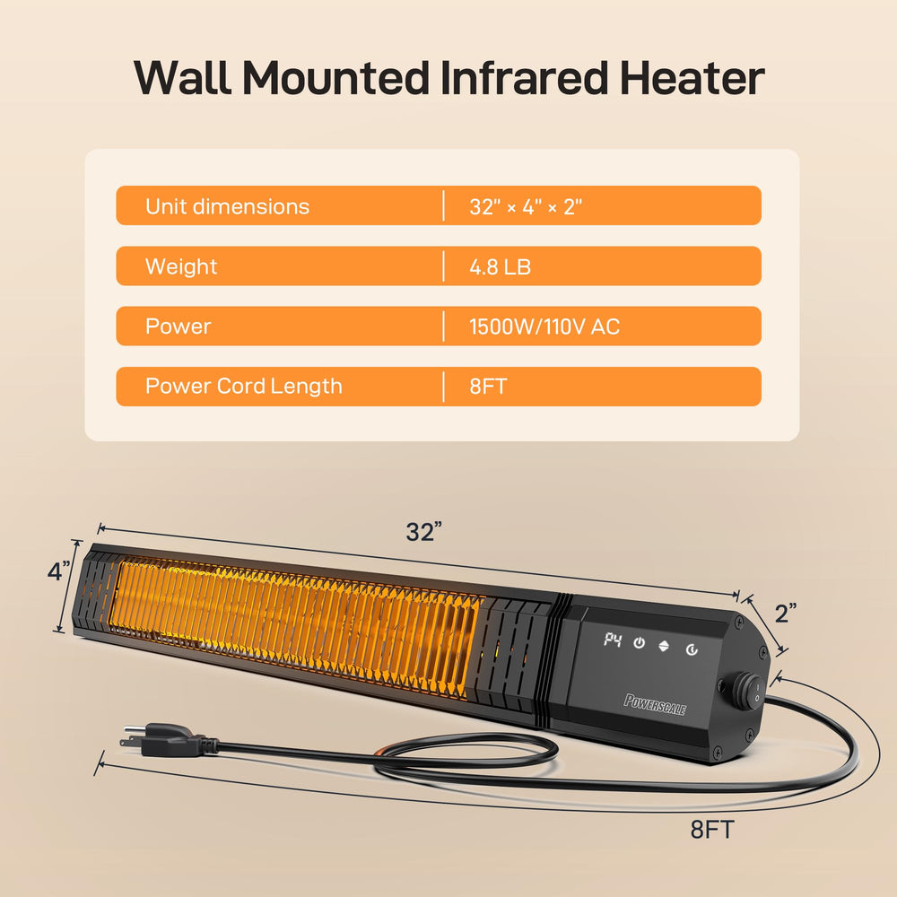 PowerScale heater in evening patio scene creating comfortable outdoor atmosphere