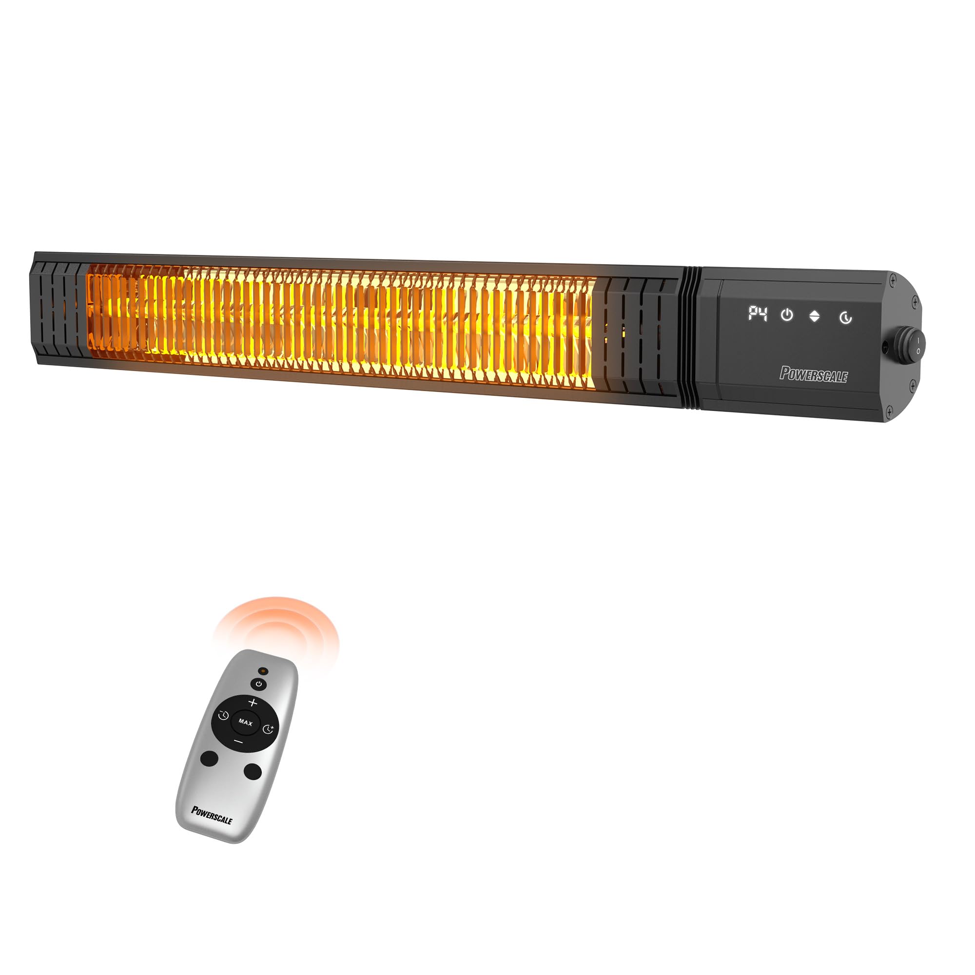 PowerScale heater front view showing sleek housing and element for instant warmth