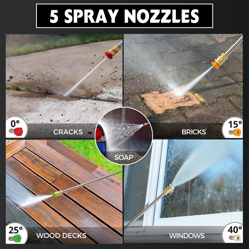PowerSmart five-nozzle set arranged for varied spray patterns