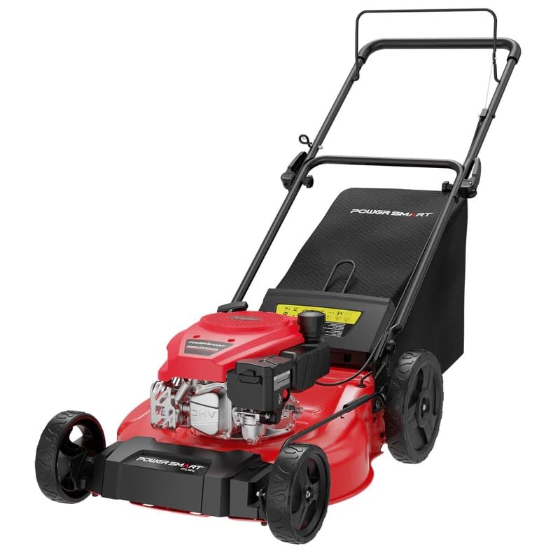 PowerSmart front view full mower showing build and efficient cutting