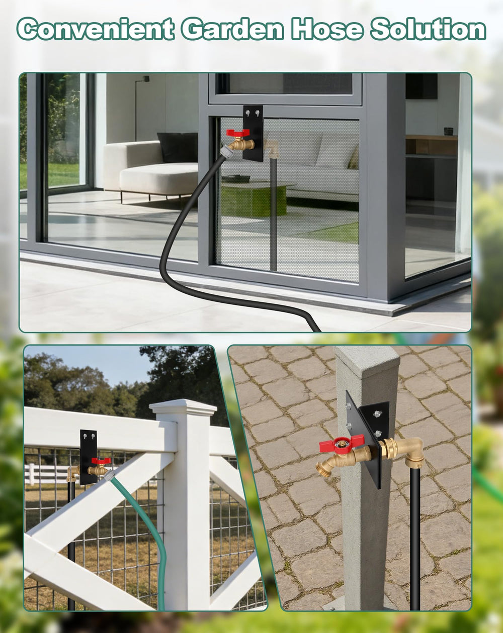 Powhorse mounted iron plate with screws securing outdoor faucet extender