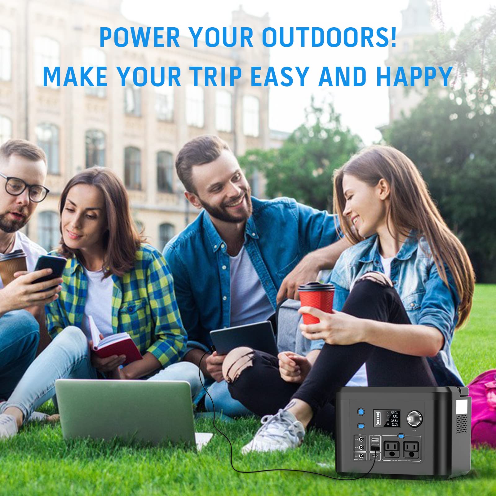 powkey hooked to car 12V socket for recharging on the road benefit