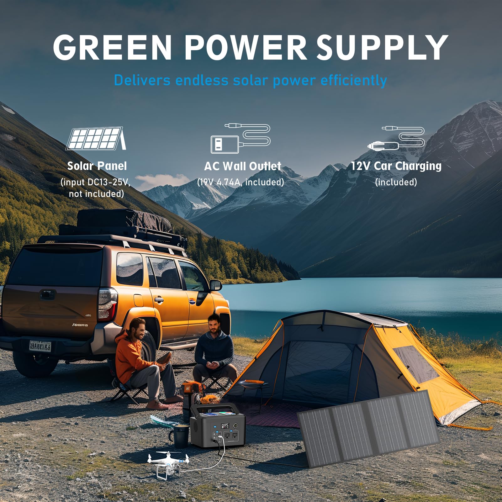 powkey connected to solar panel, charging faster with recommended input