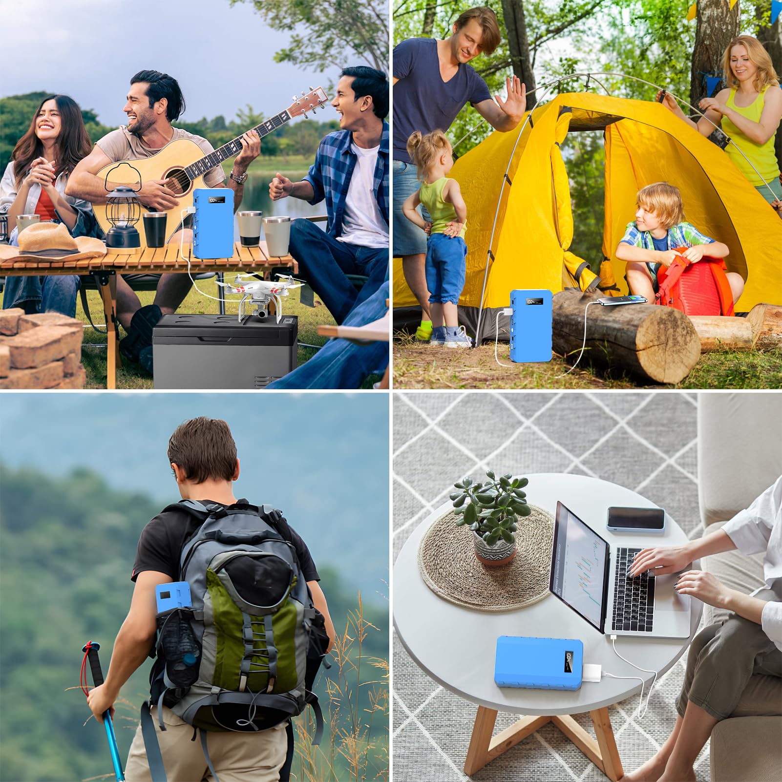 powkey connected to solar panel input for off-grid charging option