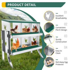 POWLAB detail of angled egg-roll collection tray showing protected egg storage benefit