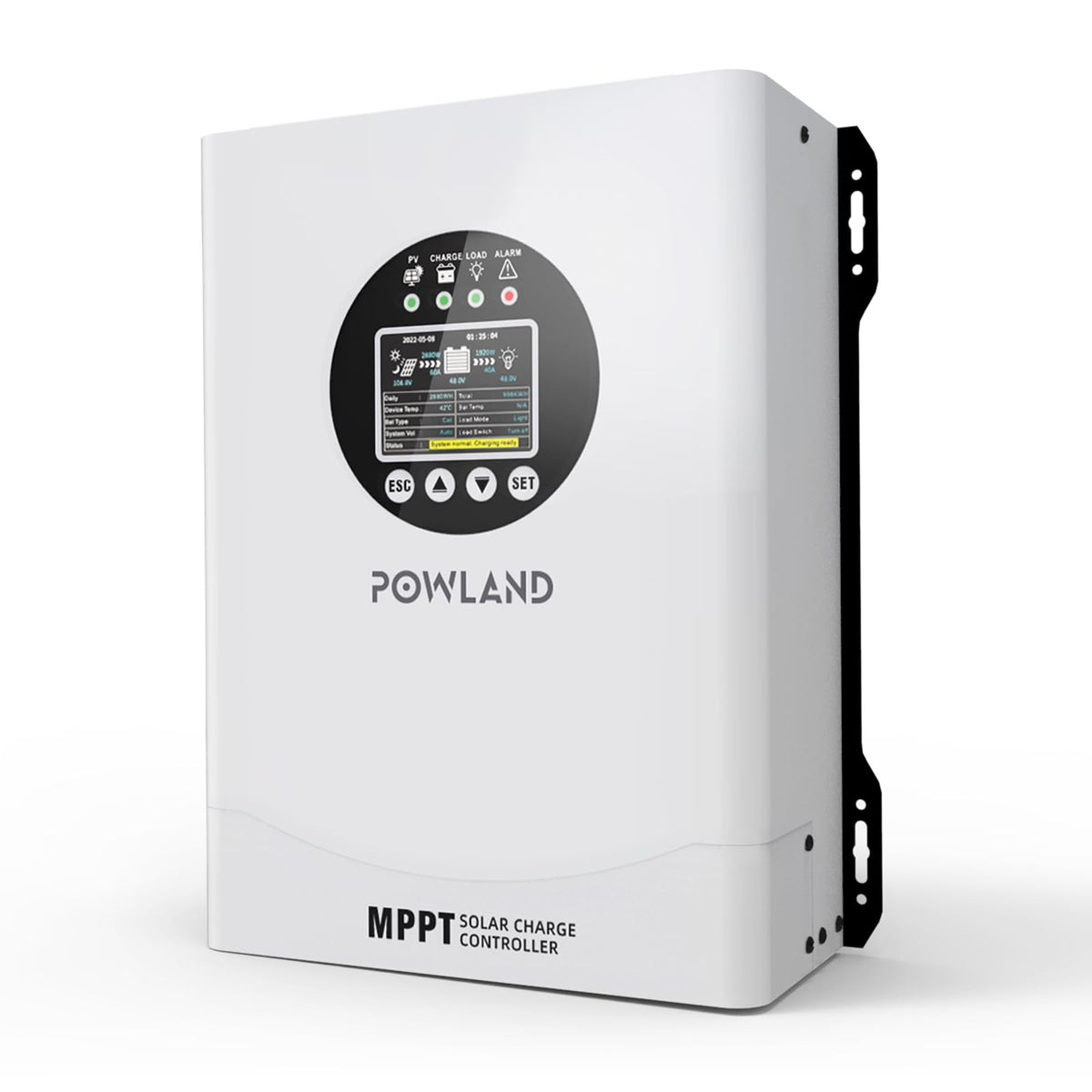 POWLAND front panel view showing ports and clear labeling for easy setup and monitoring