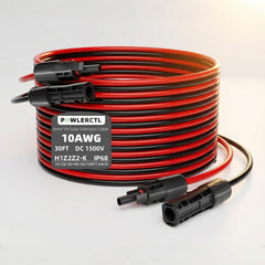 POWLERCTL MC4 connectors front view showing secure weatherproof seal and safety
