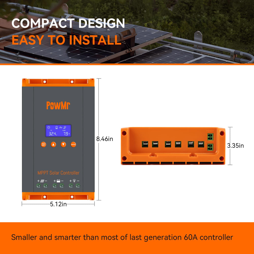 PowMr temperature sensor included for compensation and improved battery life