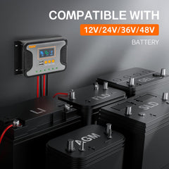 PowMr terminal block detail with cables connected for quick and safe installation
