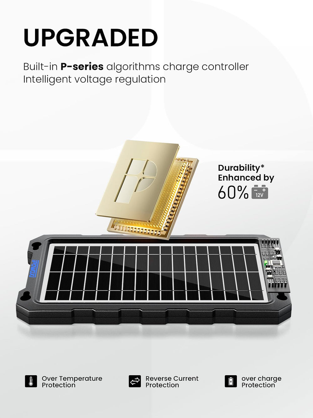 POWOXI close-up of solar cells showing high-transparency glass and improved conversion