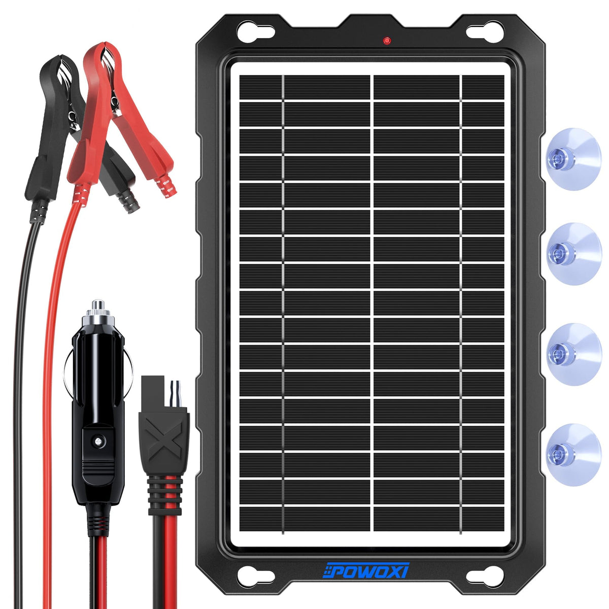 POWOXI front solar panel on flat surface showing compact design and easy placement