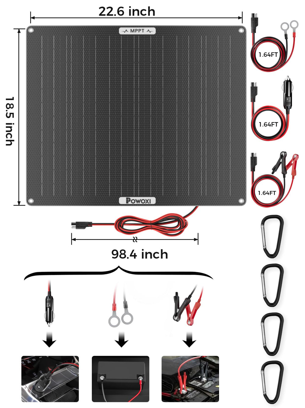 POWOXI indicator lights displaying charge stages for clear battery status