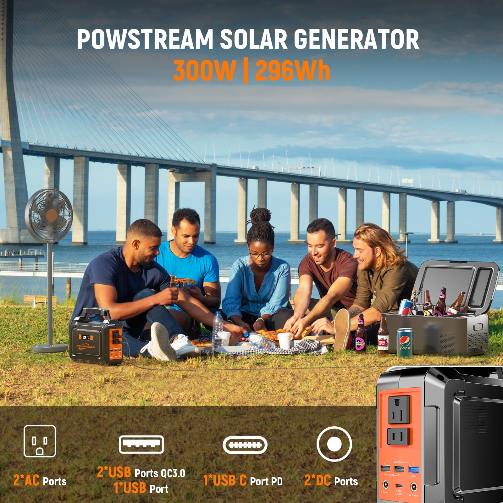 POWSTREAM powering campsite lights and devices providing reliable outdoor energy