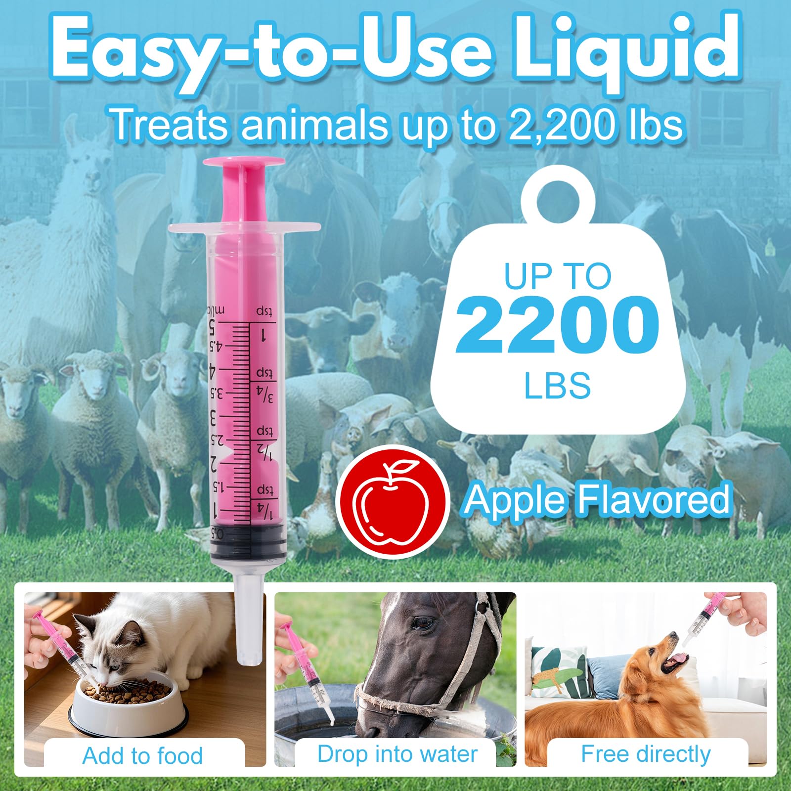 Poxo being administered to a horse demonstrating safe oral dosing on the farm benefit